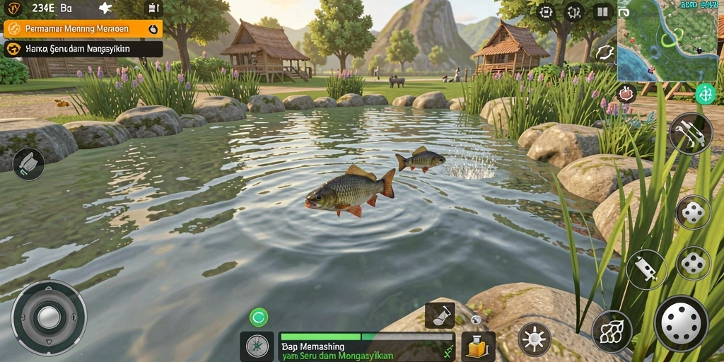 Screenshot 234E menampilkan aksi memancing yang seru dan realistis.