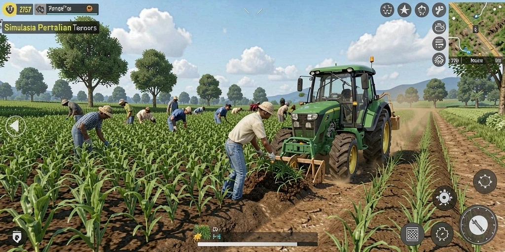 Screenshot gameplay 2757 menampilkan pengalaman bertani yang mendalam.