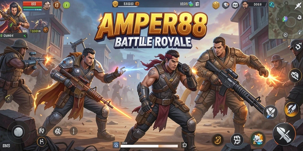 Gameplay seru AMPER88 dalam pertempuran Battle Royale.
