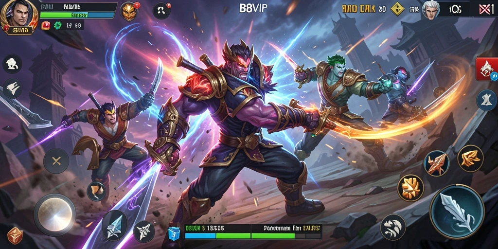 Gameplay B8VIP yang intens dan menegangkan di arena pertarungan.