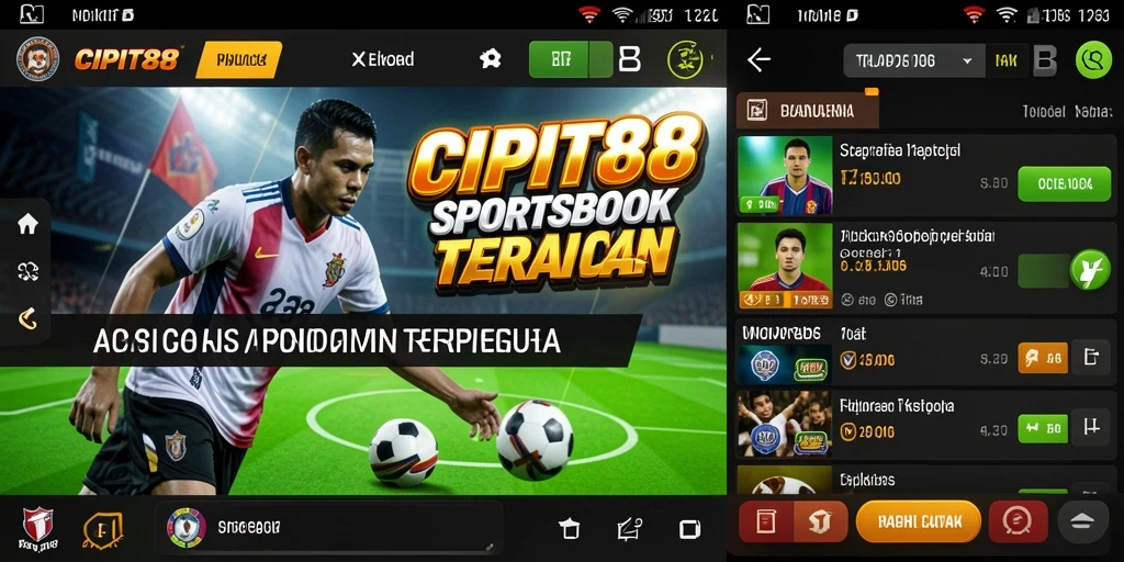 Tampilan utama aplikasi CIPIT88 dengan pilihan taruhan olahraga.