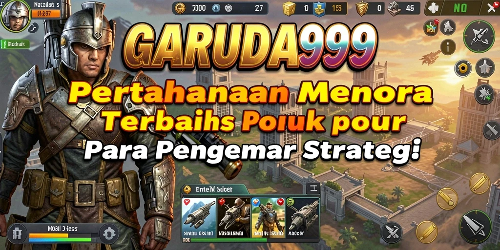 Screenshot GARUDA999 menampilkan aksi pertahanan menara yang mendebarkan.