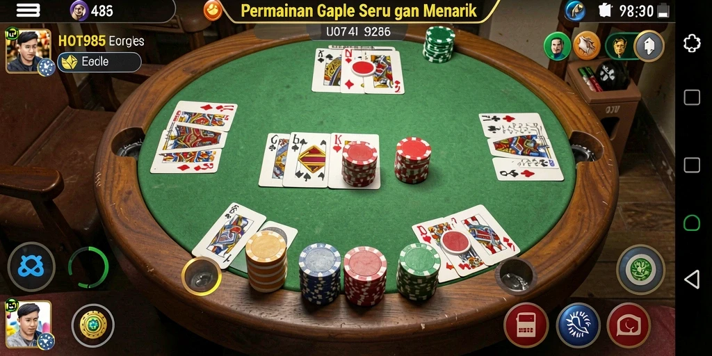 Screenshot gameplay HOT985 yang menampilkan suasana seru permainan Gaple.