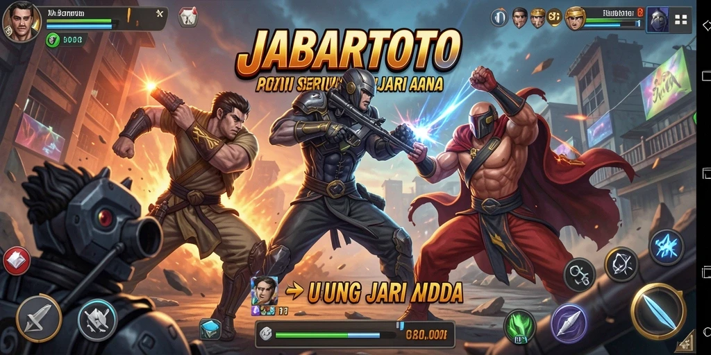 Screenshot gameplay menunjukkan karakter bertarung penuh aksi.