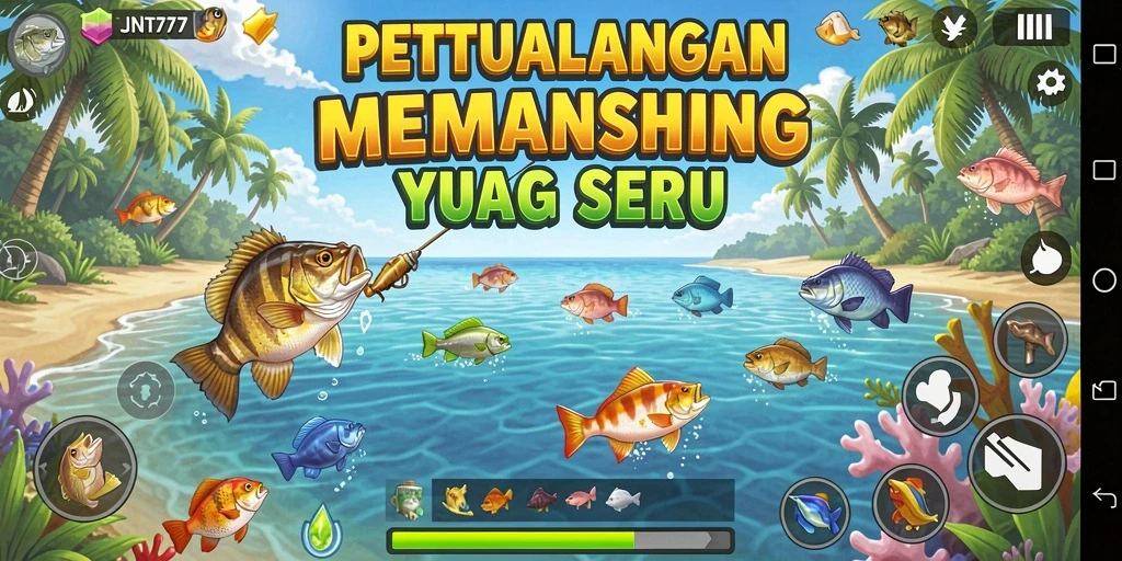 Tampilan gameplay JNT777 yang menampilkan aksi memancing yang seru.