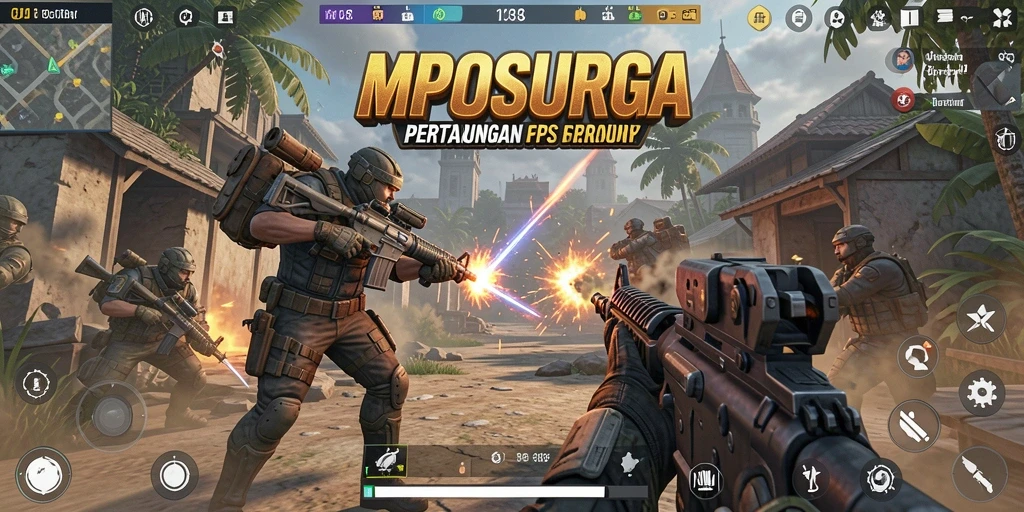 Screenshot gameplay MPOSURGA dengan aksi pertempuran yang intens.