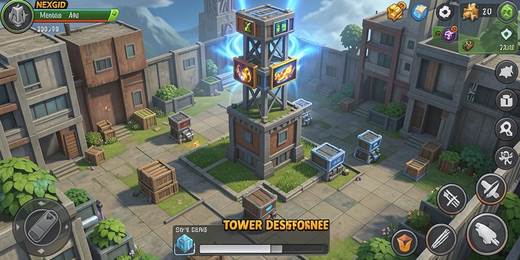 Tampilan gameplay seru di NEXGID dengan strategi Tower Defense.