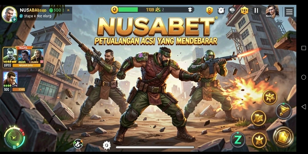 Tangkapan layar gameplay NUSABET menampilkan aksi mendebarkan dengan karakter bertarung.