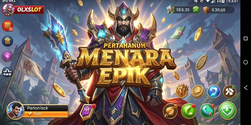 Tampilan gameplay OLXSLOT dalam pertahanan menara yang seru.