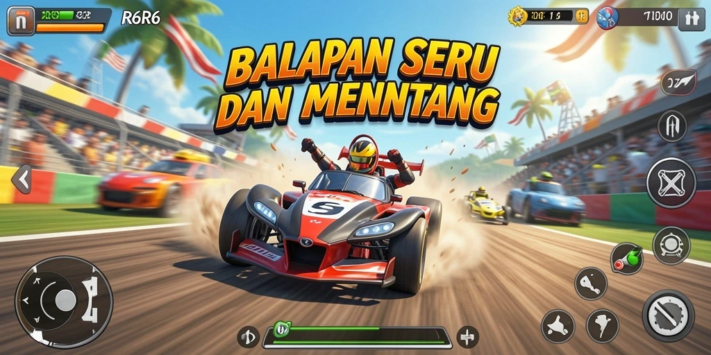 Gameplay menarik R6R6 dengan kecepatan tinggi dan aksi balap.