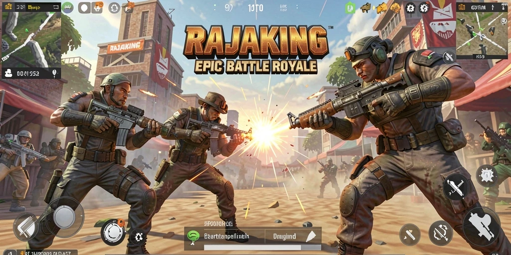 Tampilan gameplay seru dari RAJAKING saat pertarungan memanas.