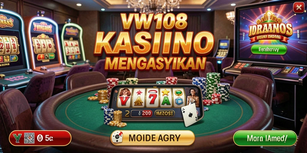 Tampilan gameplay seru di VW108, menampilkan meja kasino dan slot.