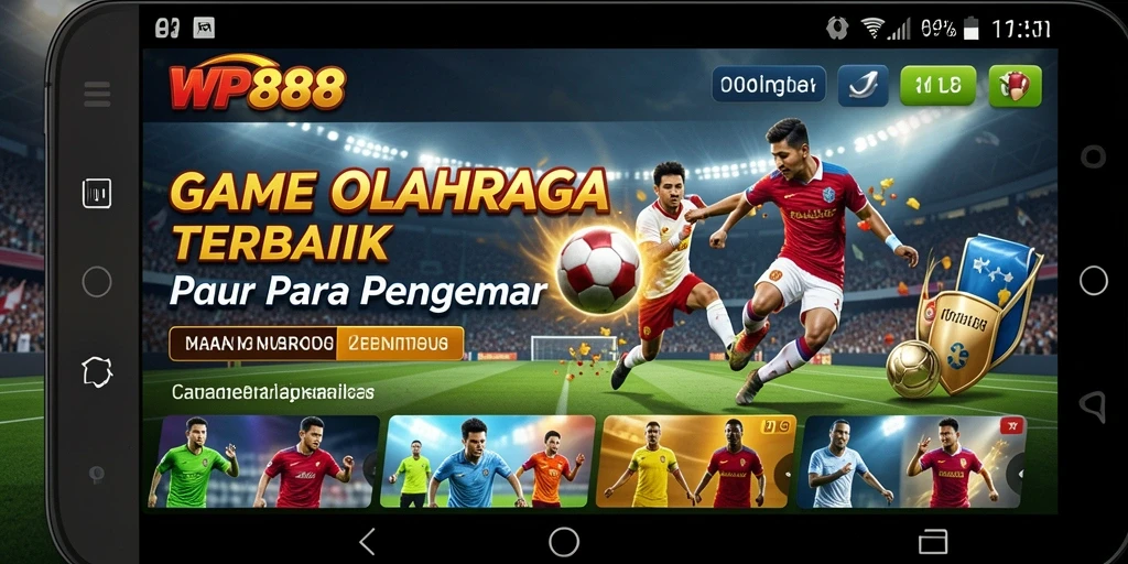 Tampilan utama WP888 menampilkan pertandingan olahraga yang seru dan mendebarkan.